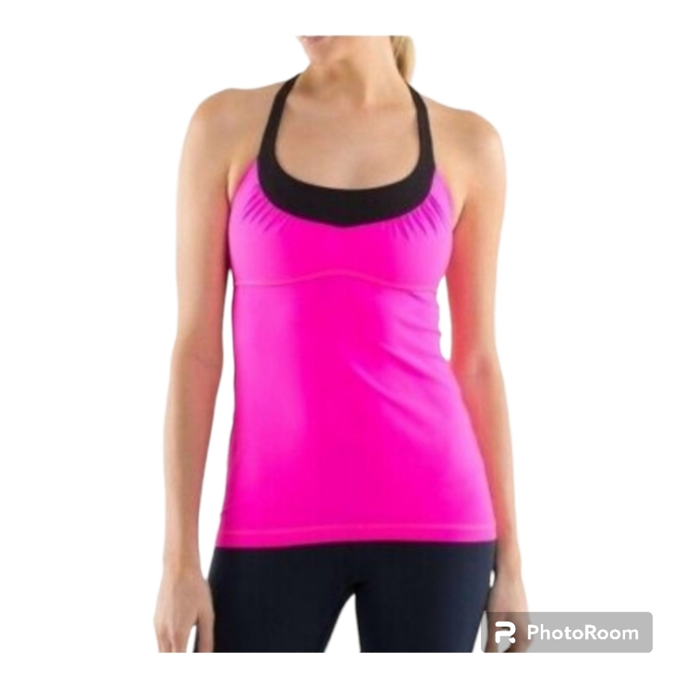 Lululemon Scoop Me Up Tank ll Raspberry Glo Light/Blk Size 6